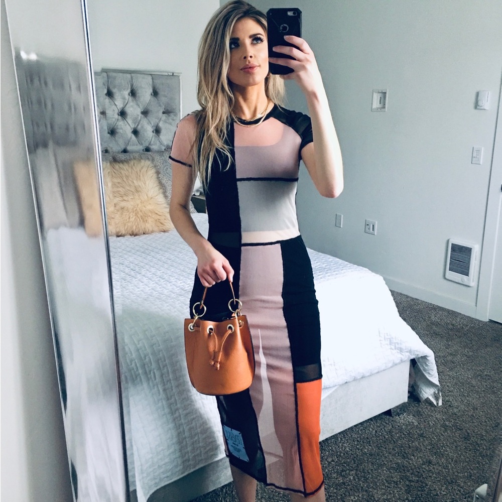 SOLD ~ Genesis By MCQ Colorblock Sheer Dress